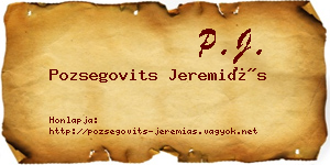 Pozsegovits Jeremiás névjegykártya